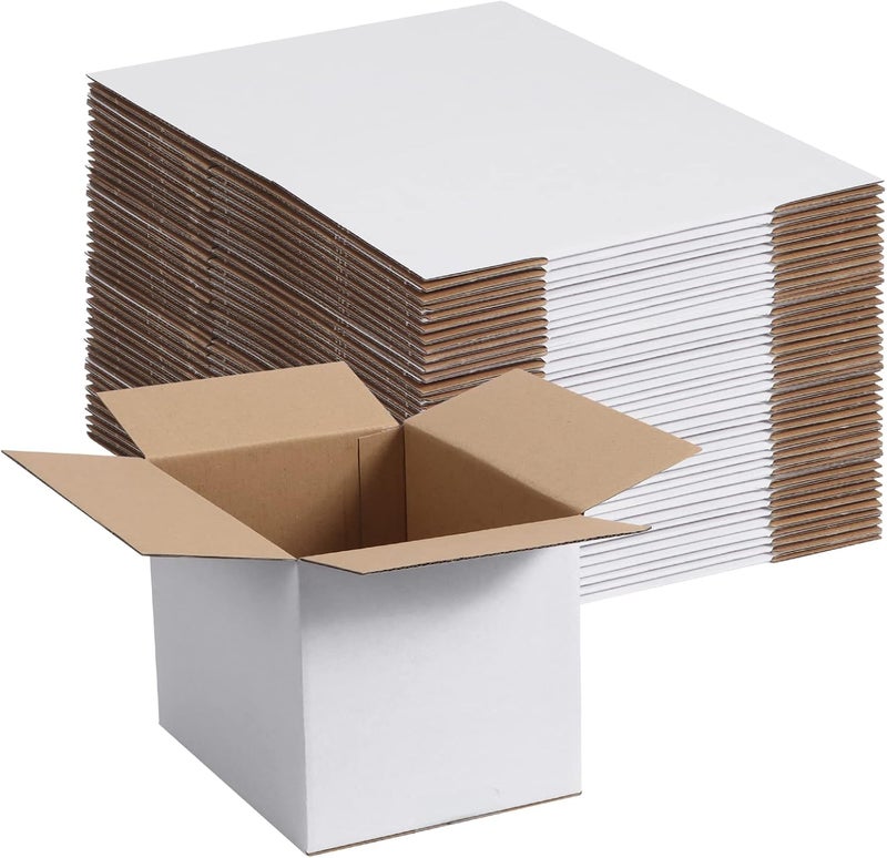 SPEPLA 40 Pack Small Shipping Boxes 8x6x6 Inches, White Corrugated Cardboard Mailing Boxes for Shipping Packing Small Business - Image 1